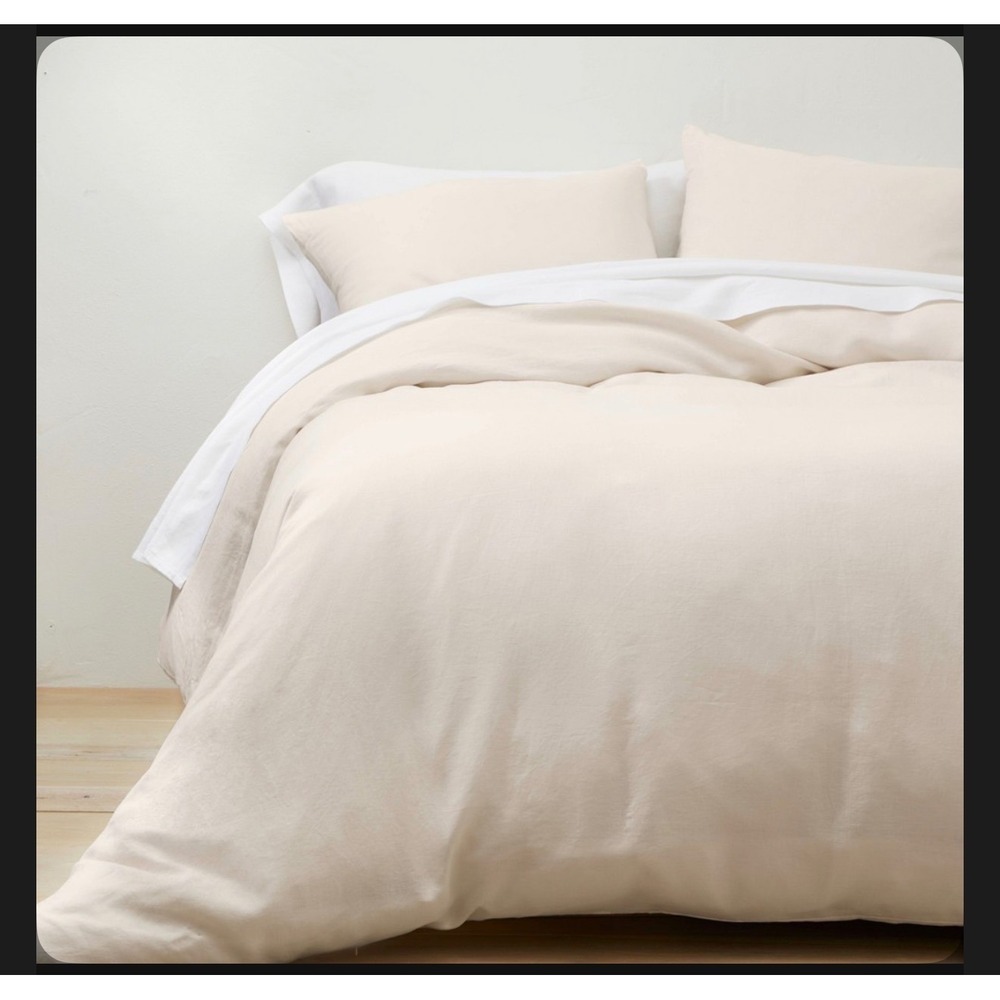 Casaluna Linen Duvet Sham Set Full/Queen Natural‎ Beige 3pc Bedding NWT